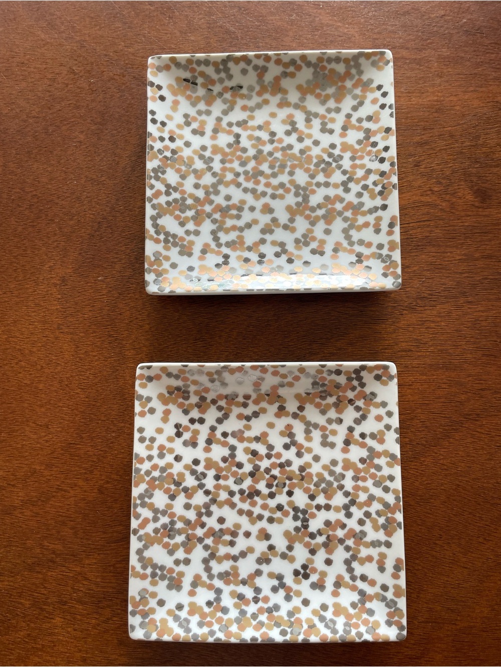 Crate&Barrel Confetti Square 6" Appetizer Plates Pair of Two Celebrate